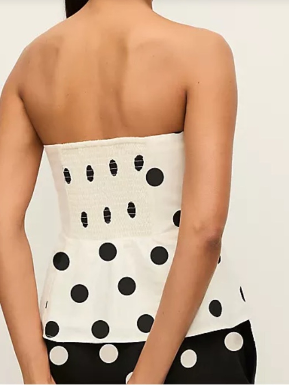 Ann Taylor Strapless Black Polka Dot White Top - Picture 4 of 10